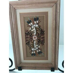 Vintage Authentic Healing God Navajo Authentic Sand Painting Titled & Signed